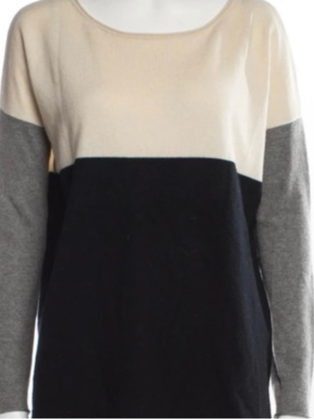Vince Crewneck Sweater in Cream, Black & Gray